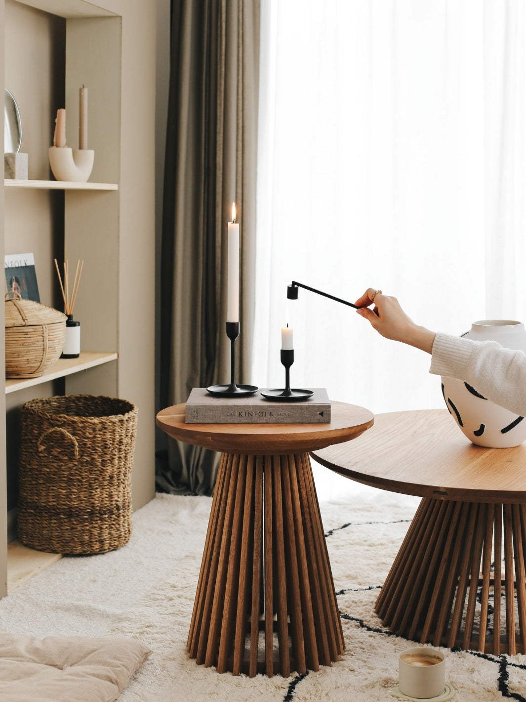 CAGE Solid Oak Side Table - Natural | Wooden Side Table | Kos Living ...